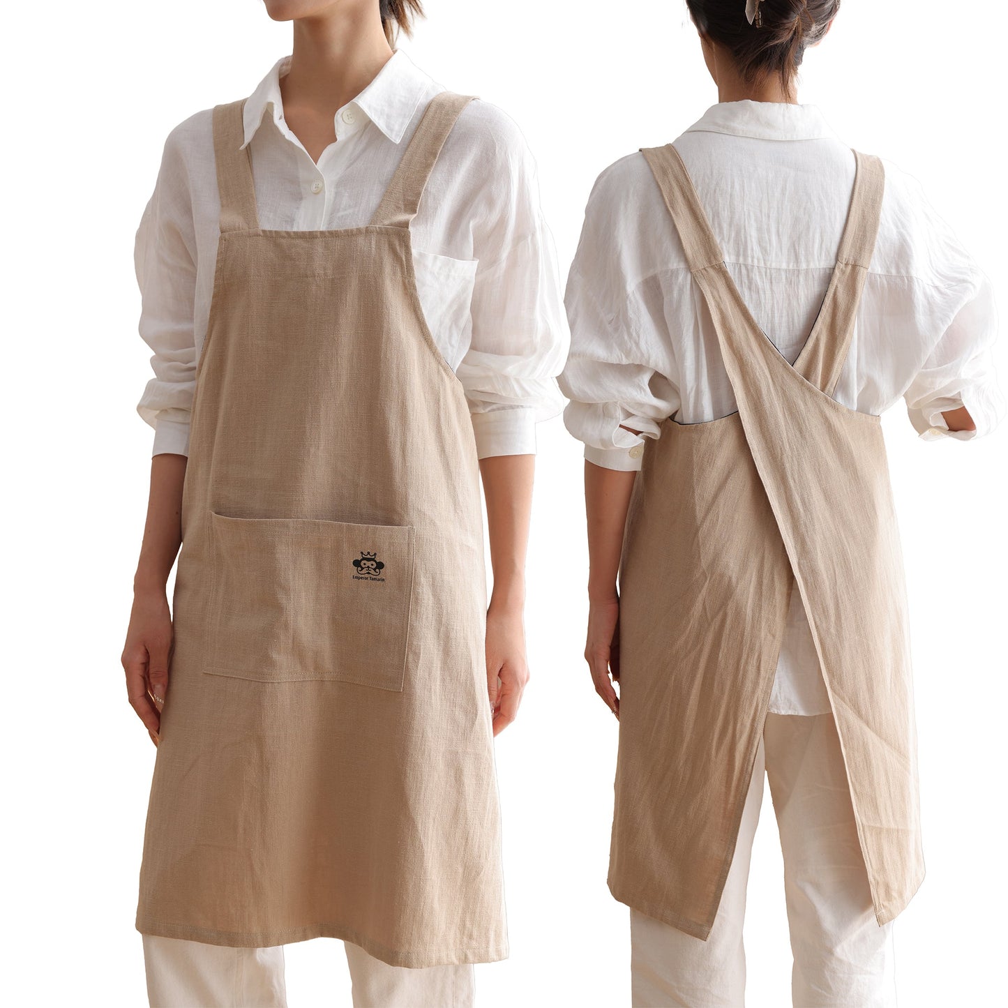 リネン 100% エプロン＋ 低温調理器 セット ギフトラッピング付き