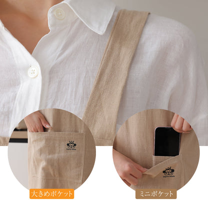 リネン 100% エプロン かぶるだけ 簡単 ギフトバック入り