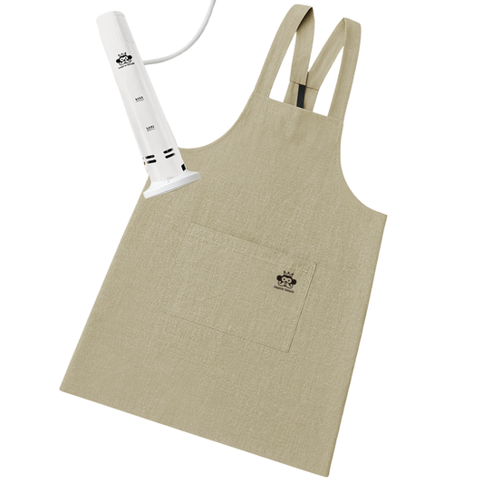 リネン 100% エプロン＋ 低温調理器 セット ギフトラッピング付き