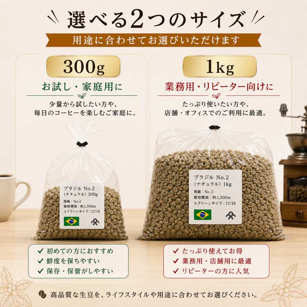 コーヒー 生豆 光学選別済み 300g 1kg ブラジル No.2 グアテマラ SHB コロンビア スプレモ 未焙煎 コーヒー豆 業務用 自家焙煎