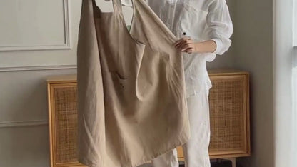 リネン 100% エプロン かぶるだけ 簡単 ギフトバック入り